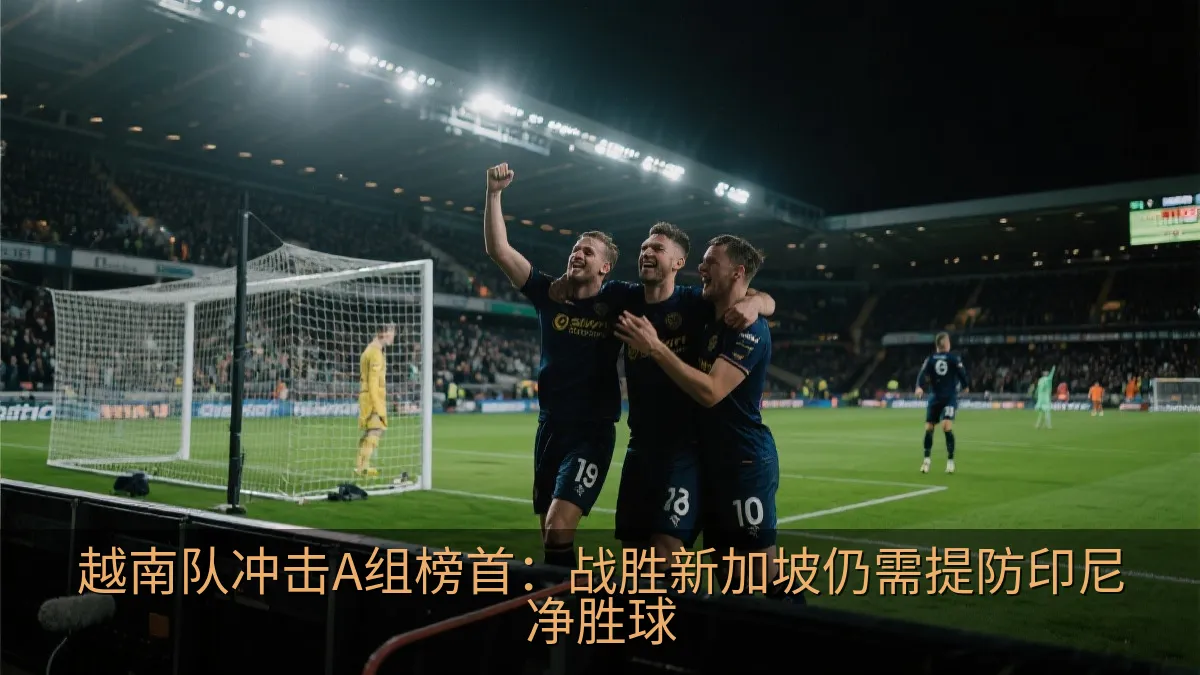 足球场内球员庆祝进球