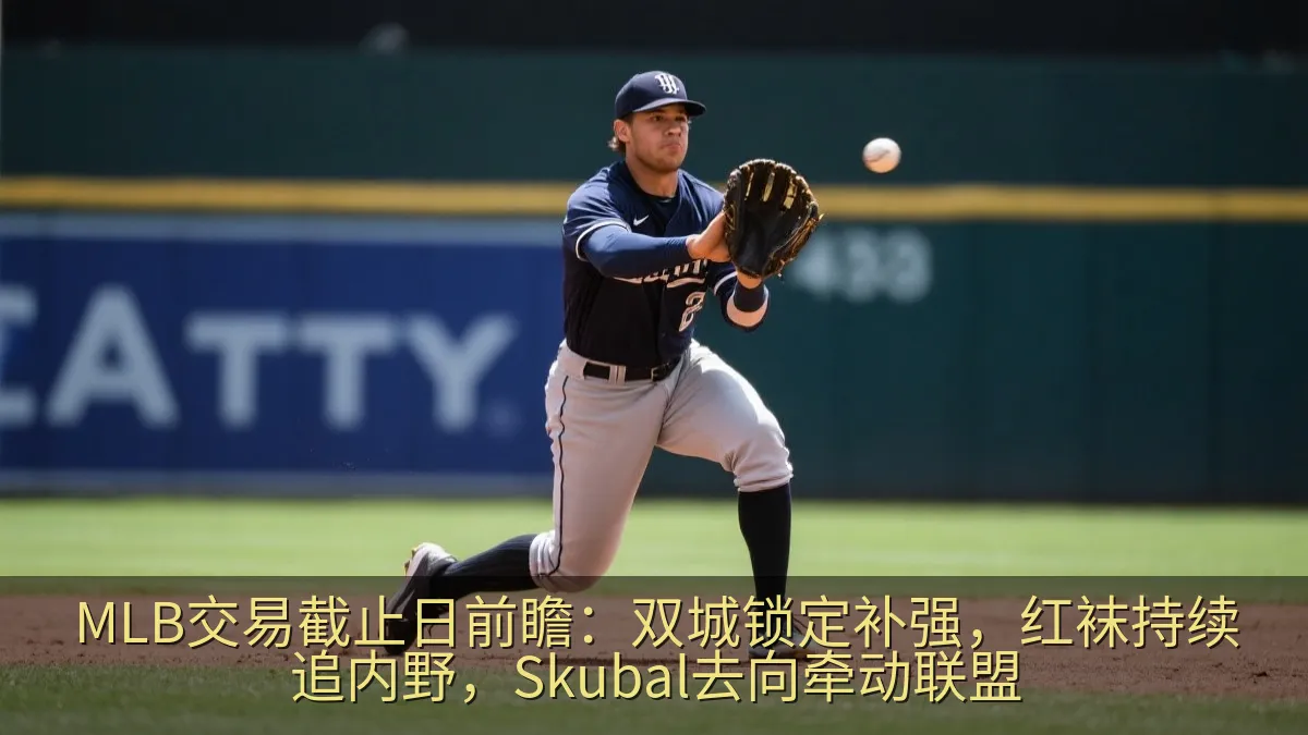 职业棒球队员在内场接球准备传球